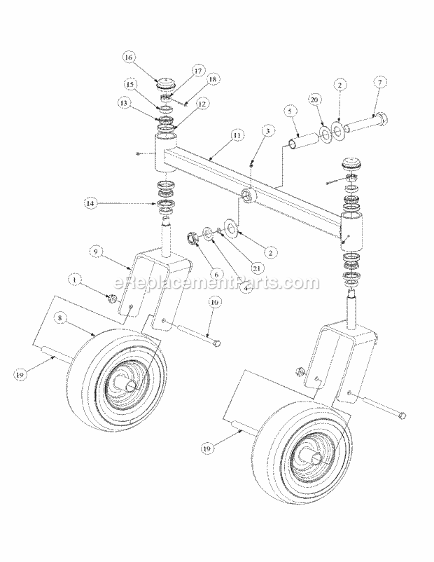 Front Caster Assembly Diagram and Parts List for M48-HN 53AB5E6V750-20-HP Cub Cadet Lawn Tractor